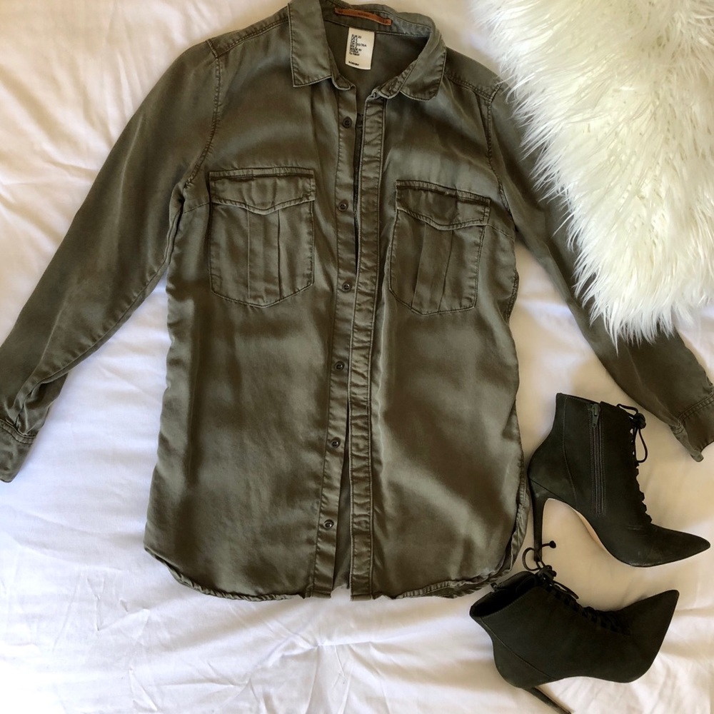 Army Green Collar Shirt
